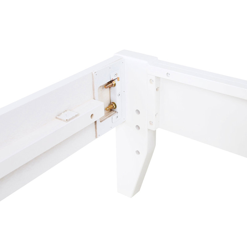 Lit plateforme très grand blanc avec hévéa et pin, sans sommier, lit universel pré-percé, style moderne, support à lattes pour matelas