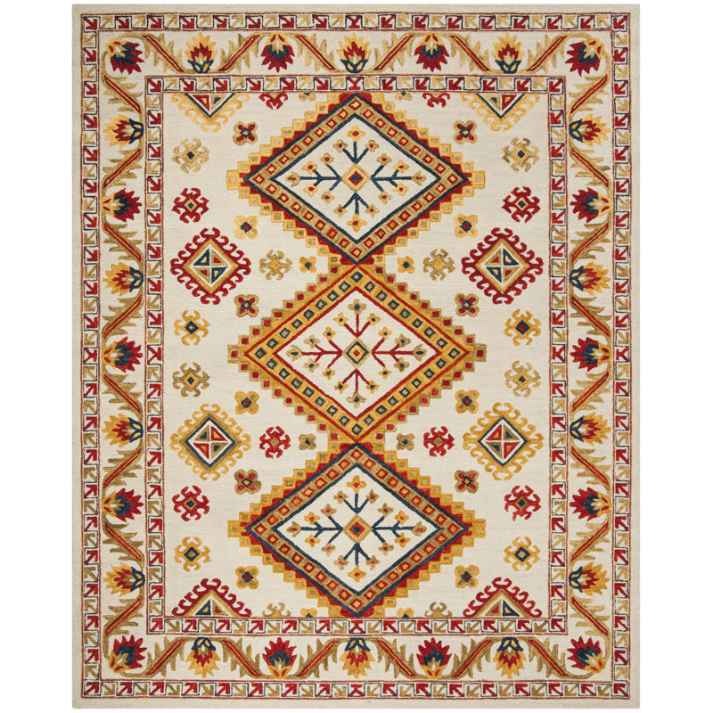 Vahakn Hand Tufted Wool Geometric Rug, Rectangle 8' x 10'
