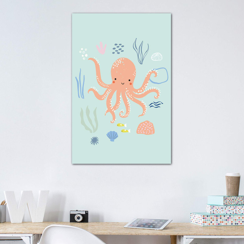 «Under the Sea I» par Caroline Alfreds - impression d'art graphique, H 48 po x l 32 po x P 1,5 po, Toile tendue, Pas de tapis