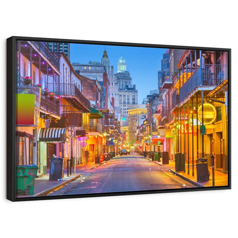 Bourbon Street, 40 po x 27 po, Cadre flottant noir