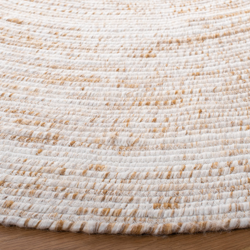 Round Andrew-John Handmade Ivory/Brown Area Rug, Round 6'