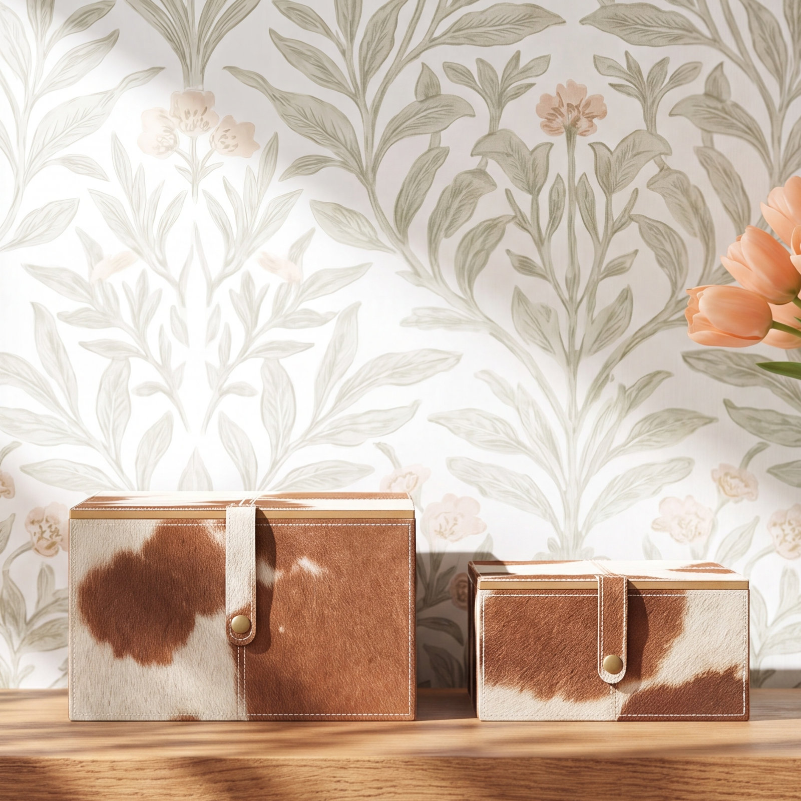 Philbrick Faux Leather Box Set, Brown/White