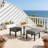 24" Aluminum Outdoor Patio Ottomans with Cushions, Set of 2-2138464054
