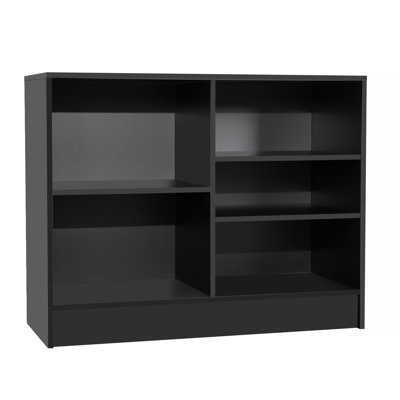 Huzjiehui 48”w * 20”d * 38”h - Retail Cash Wrap Counter – Black Checkout Counter With Adjustable Shelves, Wood Cash Register Stand For Stores
