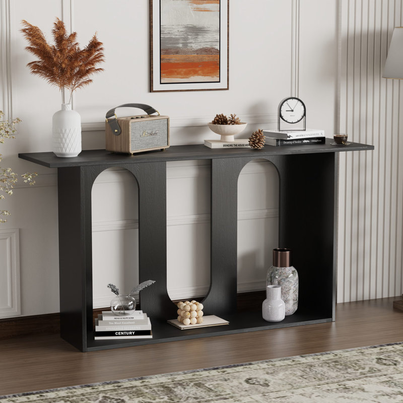 Soliloquy 60" Console Table With Bottom Shelf, Black