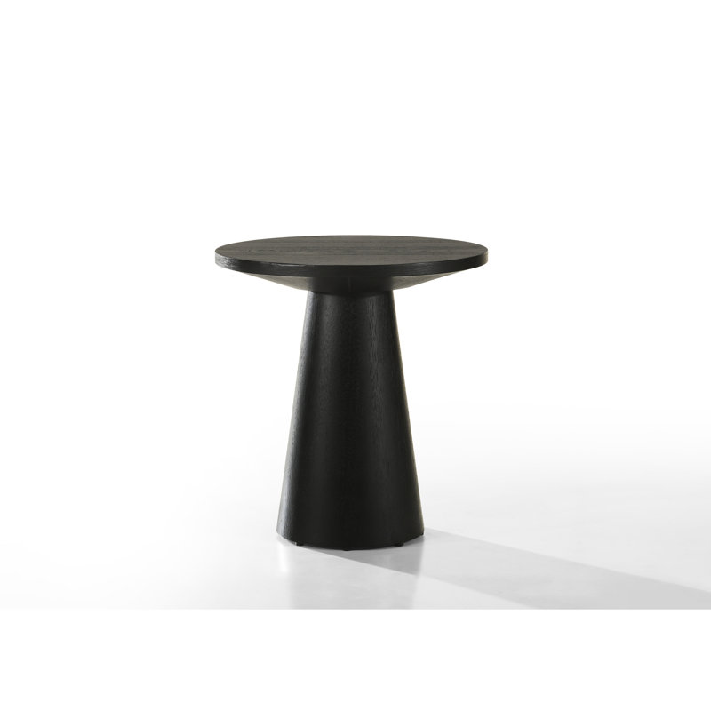 Bureau rond de 20 po en noir ébène foncé avec effet de grain de bois naturel