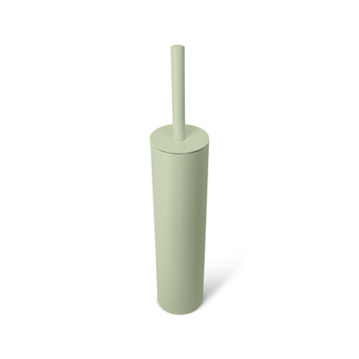 Slim Round Holder, Metal  Removable Plastic Liner Tall  Bathroom Toilet Brush, Soft Touch Sage Greeen