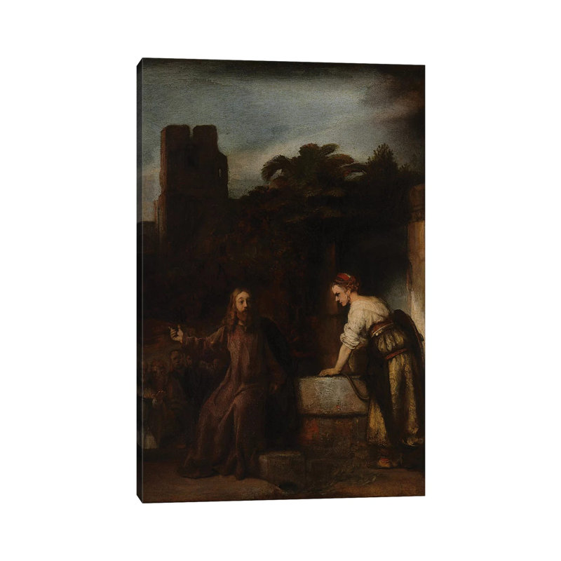 Christ And The Woman Of Samaria, C.1655 by Rembrandt Van Rijn - Wrapped Canvas Gallery-Wrapped Canvas Giclée