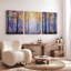 Ensemble de 3 tableaux sur toile représentant un paysage de forêt d'automne-1057537428