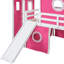 Lit mezzanine pleine grandeur rose avec une tour et une glissade - apparence, construction, glissade sous la glissoire, construction en bois de pin, rangement spacieux, conception inspirée de plus de 6 ans-1367325723