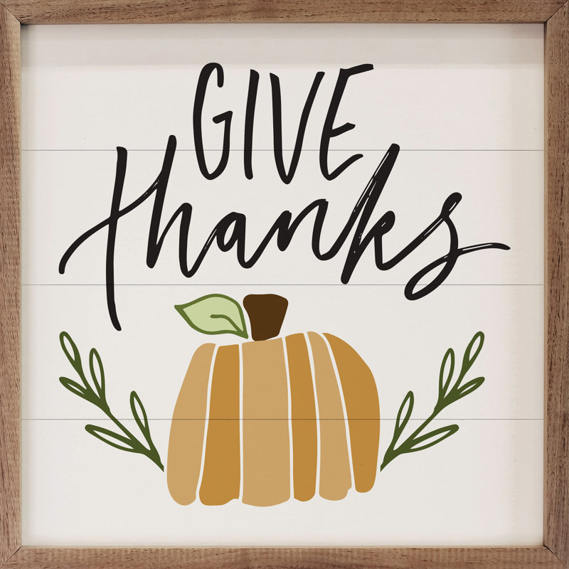 «Happy Fall Donnez Merci» sur bois, H 12 po x l 12 po x P 1,88 po