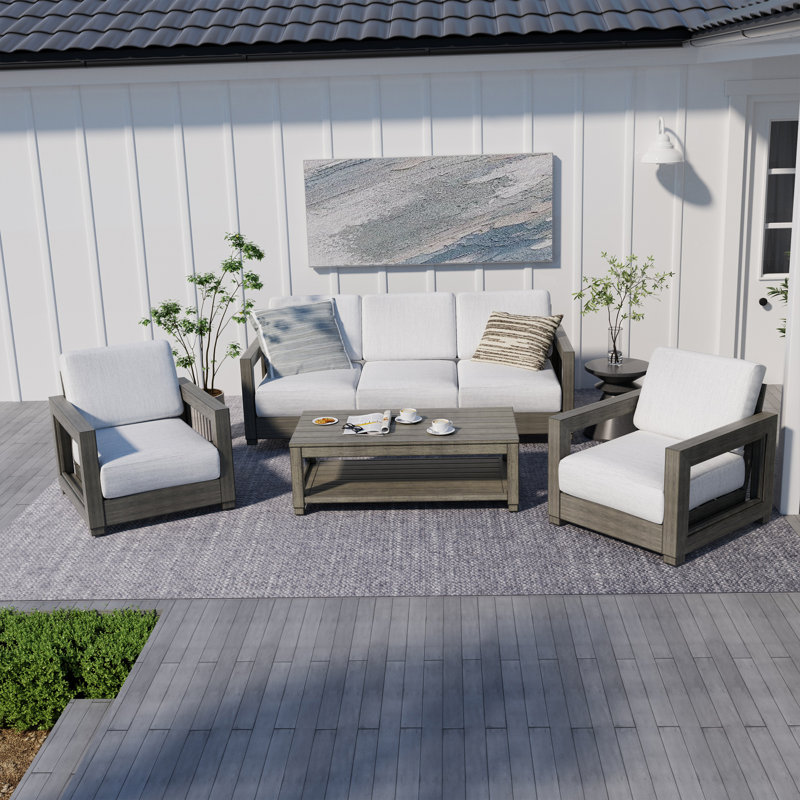 5-Person Aluminum Patio Conversation Set with Hand-painted Frame and Cushions