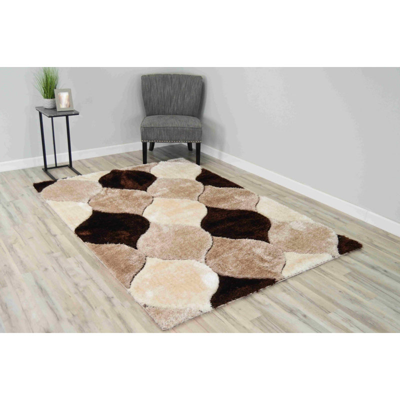 Modern Arriola Shag Abstract Geometric Rug For Living Room Bedroom, Rectangle 2'7" x 3'11"