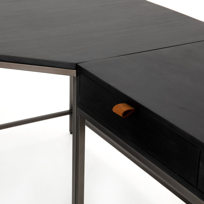 Trey Solid Wood Executive Desk, Black Wash Poplar