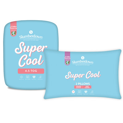 Slumberdown Super Cool Summer Bedding Bundle - 4.5 Tog Duvet & 2 Firm Support Pillows for Hot Sleepers