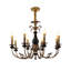 Lustre vintage français de luxe en laiton massif et céramique, 90 cm (35,43 po), orné de détails sculptés – Éclairage élégant pour salle à manger et salon.