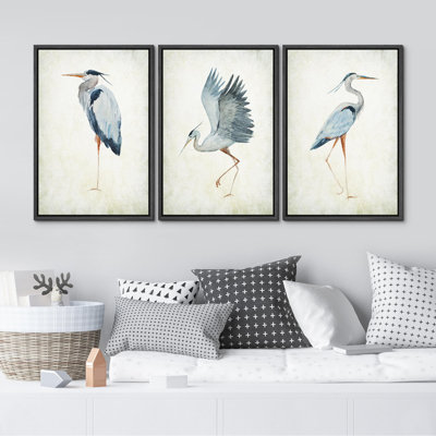 Heron Bird Wild Animal Prints Minimalist Modern Art Boho Relax Cozy Decor Bedroom