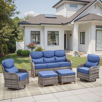 Ensemble de conversation pour patio en osier pour 5 personnes avec coussins de 6 po Wickes Haven