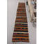 Antique Turkish Kilim Runner Rug in Black and Striped Oushak Design for Stairs or Home Decor with a Chic Bohemian Vibe