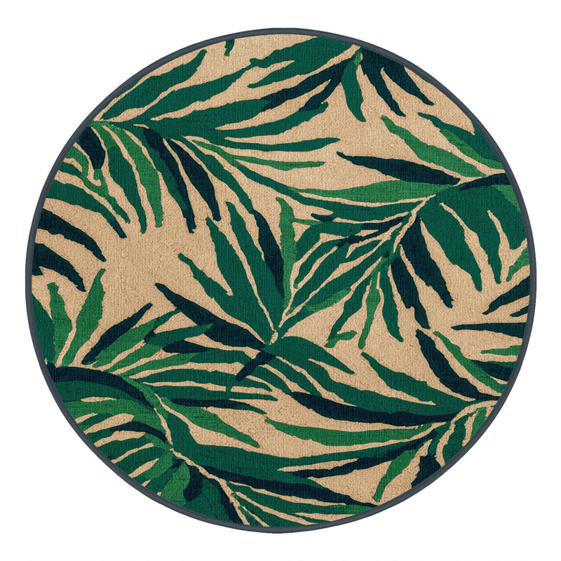  Washable Royal Palm Hawaiian Area Rug, Rond 5 pi