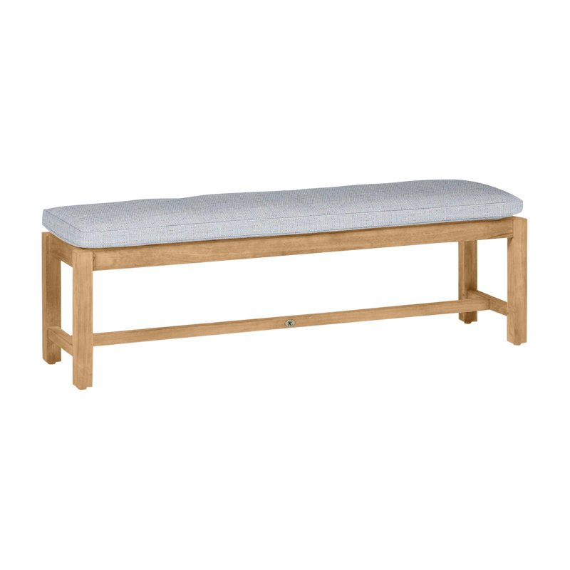Banc sans dossier Club Teak - Teck naturel, Pas de soudure, Teck naturel, Lin chambray