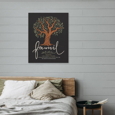 «Family Tree Illustration», art mural encadré en bois, l 16 po x L 20