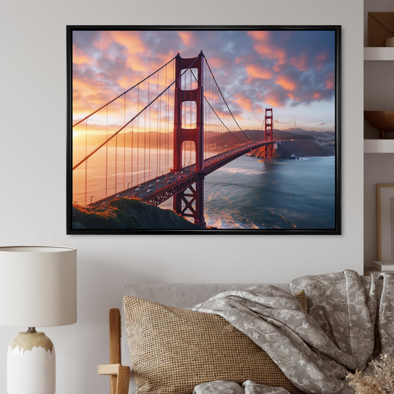San Francisco Golden Gate Solitude III - impression sur toile encadrée en Californie, Cadre flottant noir