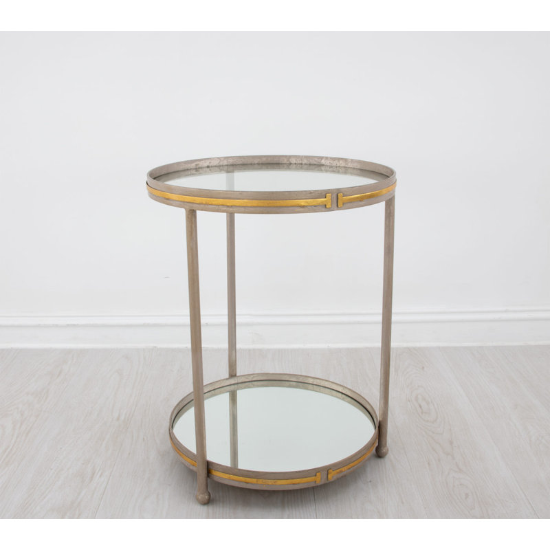 Tiffany End Table, Distressed Champagne/Gold Leaf