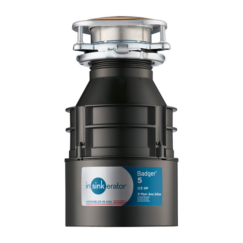 Badger Series 1/2 HP Continuous Feed Garbage Disposal in Gray Enamel