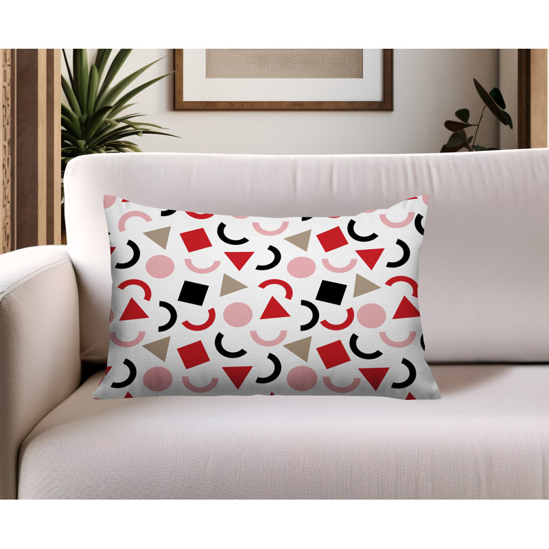 Coussin lombaire réversible intérieur / extérieur Fazzal, Rectangle H 18 po x l 25 po, Rouge
