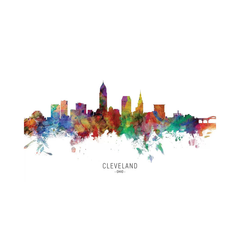 «Cleveland Ohio Skyline» par Michael Tompsett, impression sur toile tendue, H 18 po x l 26 po x P 1,5 po