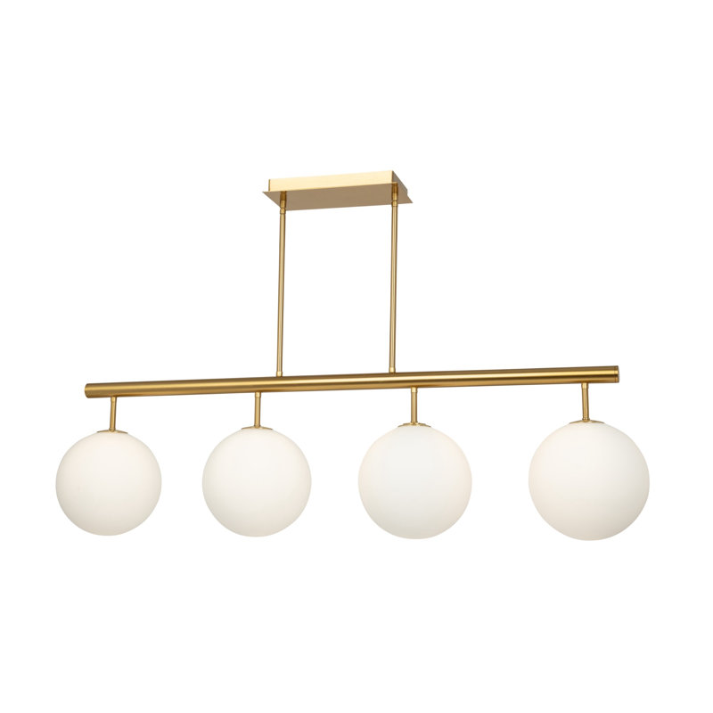 Aurelia 4 - Light Dimmable Kitchen Island Globe Chandelier, White, Brass