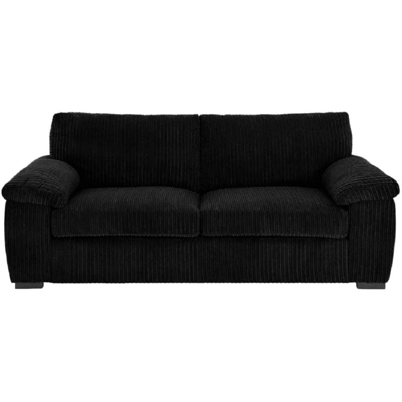Soft Jambo Cord 3 Seater Amalfi Sofa for Small Living Room, Black
