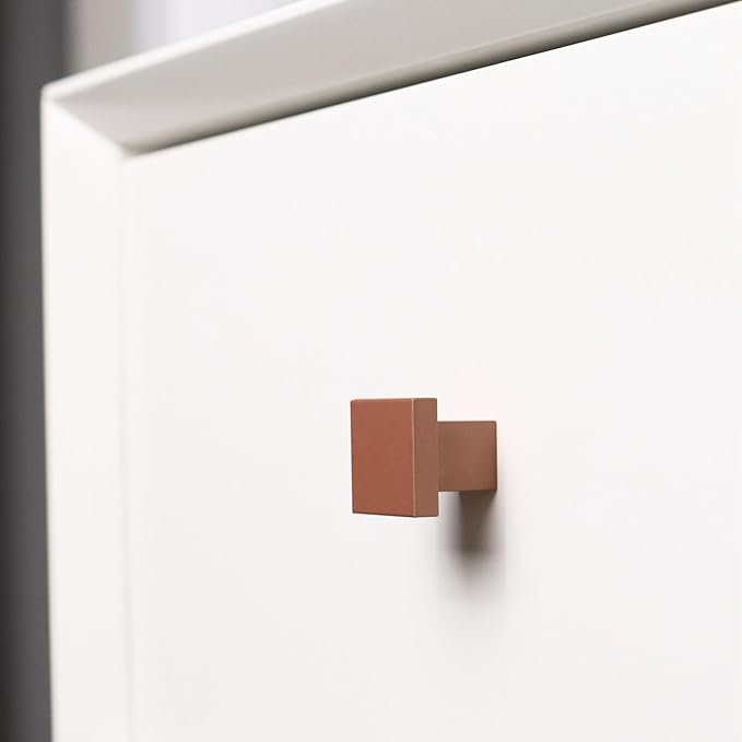 ROUS Hardware Art Deco Square Knob, Copper (Brown)