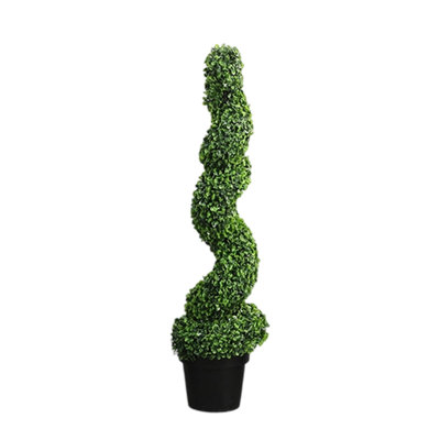 Topiaire artificiel 100 cm faux buis réaliste - Entretien intérieur / extérieur robuste - Résistant aux intempéries