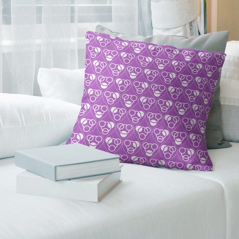 Coussin décoratif classiques des cercles et des vagues, Duvet synthétique, H 18 po x l 18 po, Violet clair