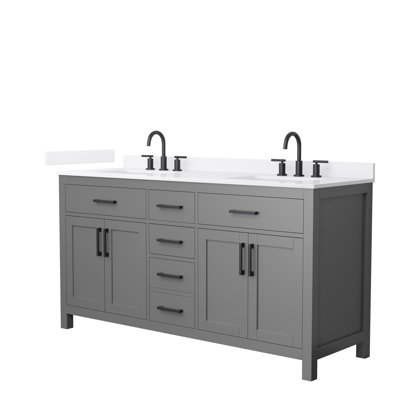 Beckett 66" Freestanding Double Bathroom Vanity with Quartz Top