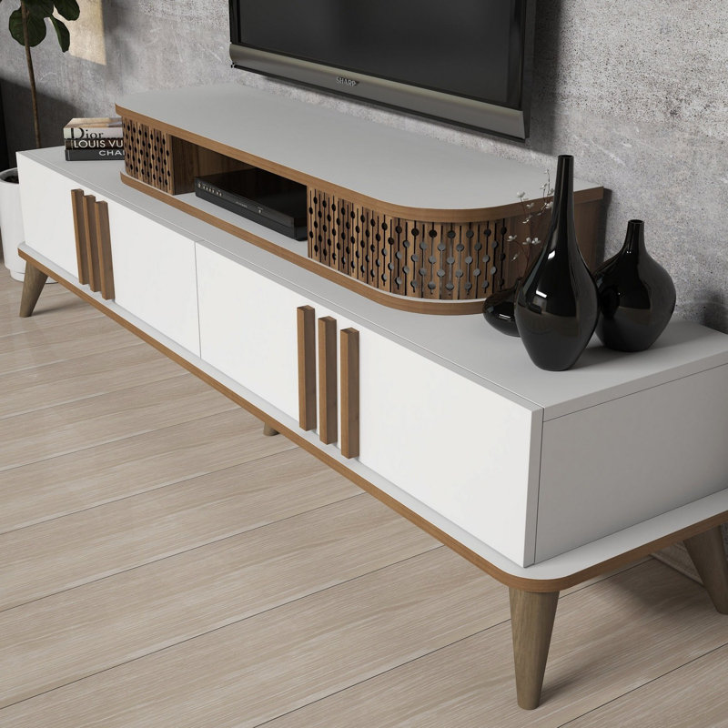 Keikei Unfinished TV Stand, White
