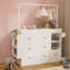 Commode de table moderne, table à langer avec 3 tiroirs très profonds, tablettes de rangement et cintres, table à langer multifonctionnelle avec séchoir pour chambre de bébé
