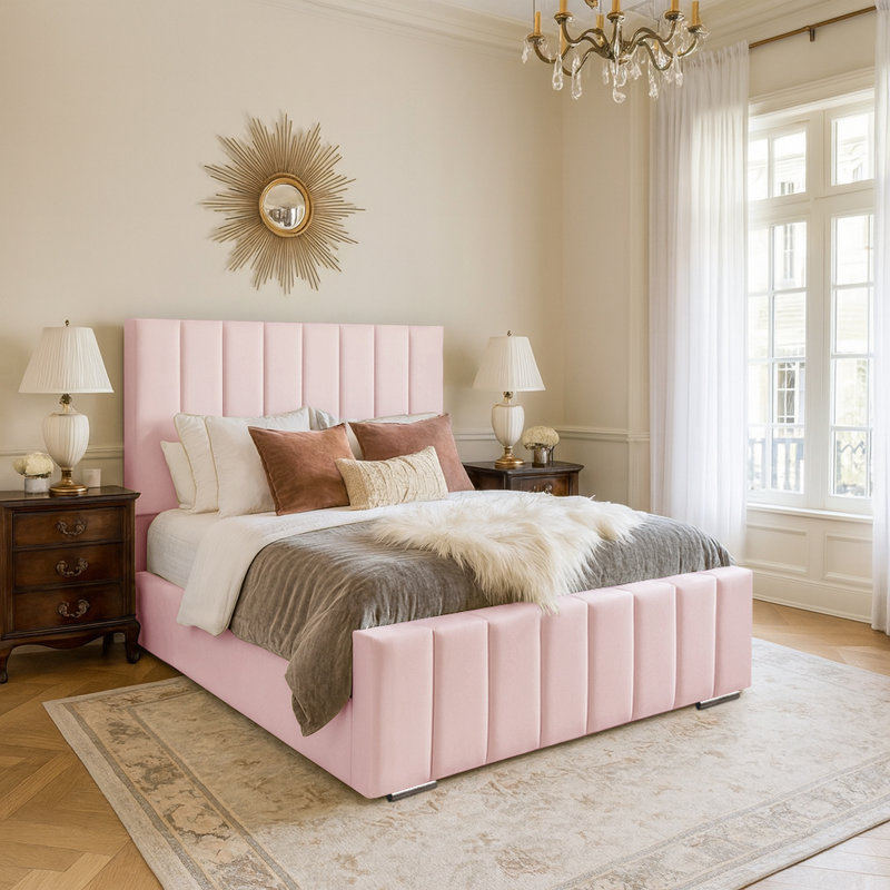 Arlon Upholstered Bed, Pink, Double (4'6)