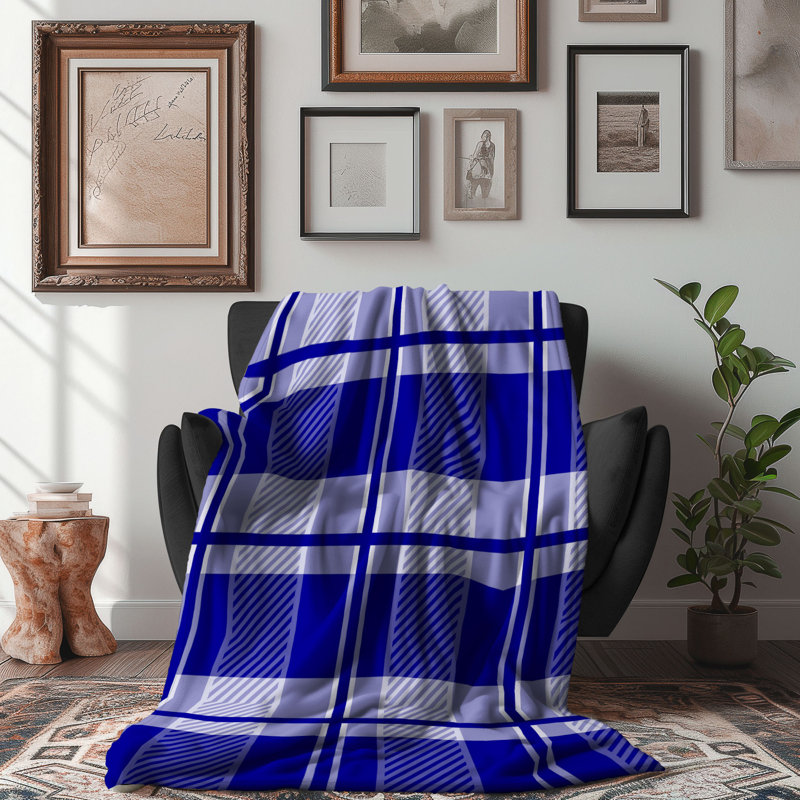 Couverture en sherpa bleu marine 1 pièce, L 50 po x L 60 po