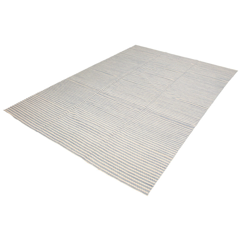 Tapis décoratif en laine noué à la main de conception unique noué à la main New Age à tissé plat/bleu foncé 12 pi x 17 pi 9 po