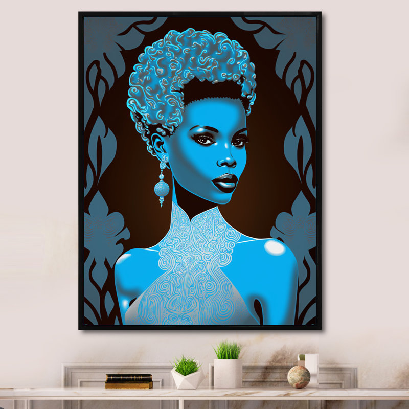 Claro Retro Haute Couture, femme afro-américaine I sur toile, H 40 po x l 30 po x P 1,5 po, Cadre flottant noir