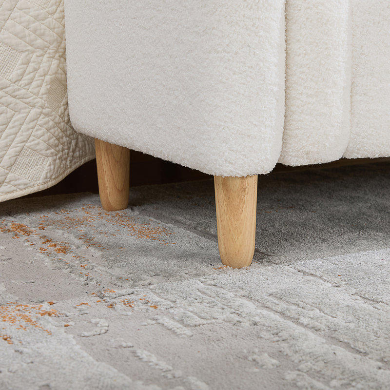 Banc de bout moderne rembourré avec rangement à rabat, Ivory, Ivory