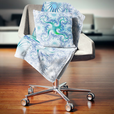 Glowing Fractal Flower Design - Abstract Printed Pillow