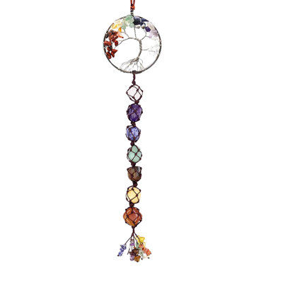 7 Color Stone 7 Color Crystal  Stone Hand Woven Pendant