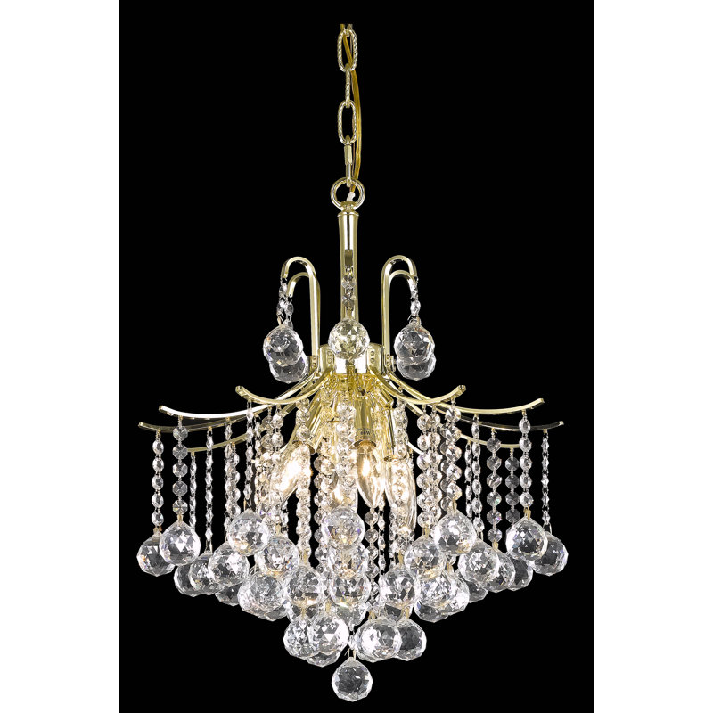 Hermanson Unique Tiered Chandelier, Gold, 20" H x 17" W x 17" D, 6 Lights