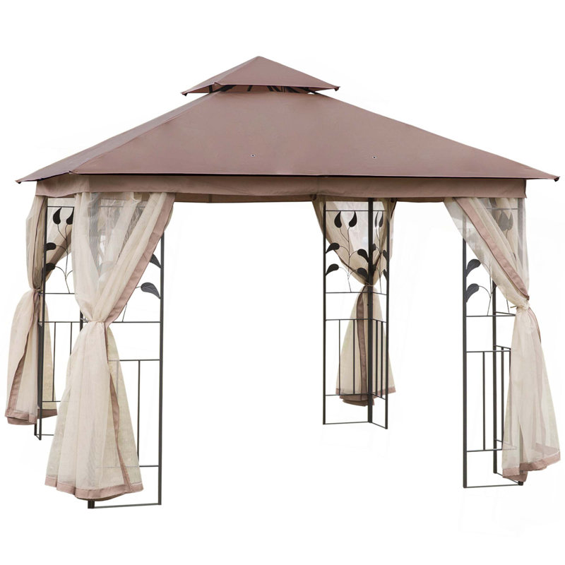 Abri de jardin en métal Outsunny, H 109,2 po x l 117,6 po x P 117,6 po, Brun