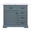 Meuble-lavabo 36 po avec lavabo en céramique, 2 tiroirs basculants, charnières de porte à fermeture en douceur, bleu gris-129184252