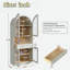 Armoire de bar Mid-Century arquée avec tablette réglable, grand tiroir, 5 crochets, 9 supports à vin, 3 porte-verres et portes en verre trempé-1550304663